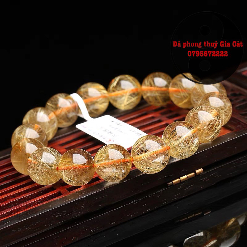 Vòng tay đá thach anh tóc vàng siêu đẹp vip 7a 8a kiểm định