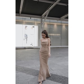 Đầm body hai dây dài nhún