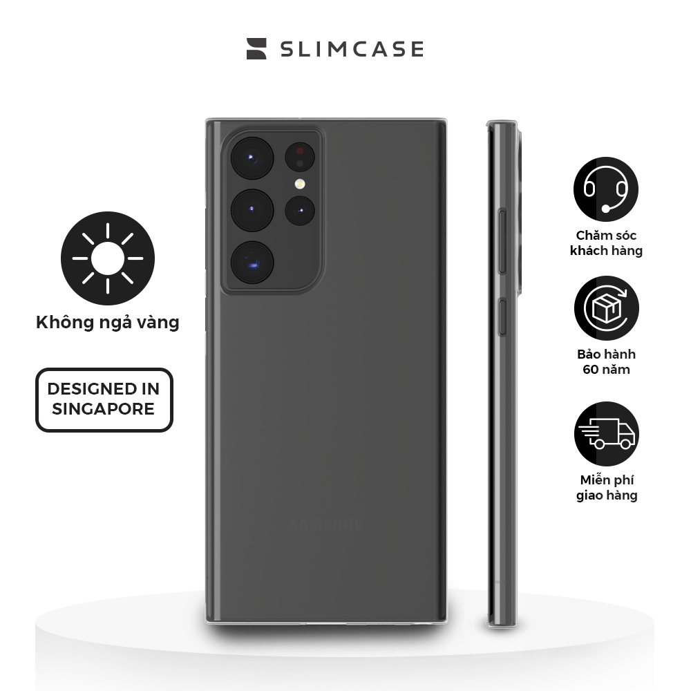 Ốp lưng Slimcase Classic cho Samsung S23/S22/S21/S20/S10, Note 20, Note 10 Series siêu mỏng, chống ố vàng