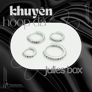 [1 CHIẾC] [BẤM] Khuyên Tai Tròn Hoop Tròn ĐÁ NHIỀU MÀU Unisex Không Ngứa Nhiều Size Helix Conch Lobe Julies Box 66