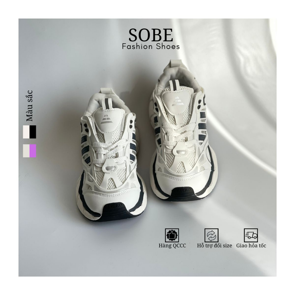 Giày Thể Thao Nữ Thoáng Khí Đế Cao Su Màu Trắng Đen Phong Cách Năng Động