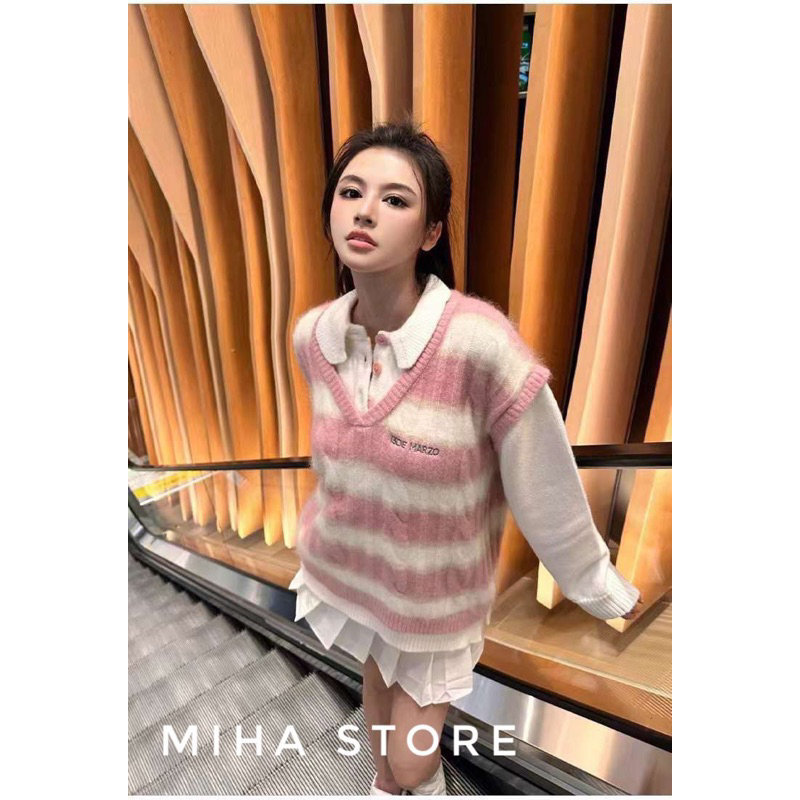 Áo len kẻ gấu De marzo