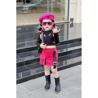 Set quần áo black pink cho bé iu