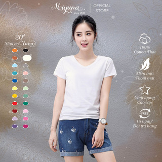 Áo Thun Trơn Nữ Cổ Tim - Áo Thun Cotton Thái Xịn Mát Mịn Đẹp Êm Mền MIYUNA