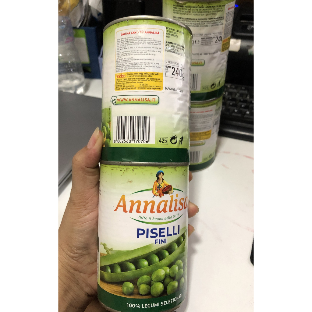 Đậu hà lan hiệu Annalisa 240gr/400gr của Ý - Date 31/12/2023