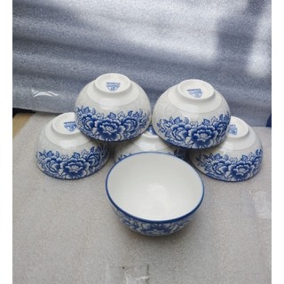 Chén sứ chén cơm hoa văn 4d mẫu bông xanh lớn / chén sứ trắng 11cm