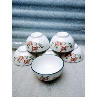 Chén sứ hoa văn 4d mẫu sóc nâu/ chén cơm trắng 11cm