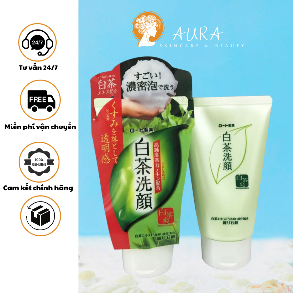 Sữa Rửa Mặt Trà Xanh Rohto Shirochasou Green Tea Foam 120g Nhật Bản, Aura Skincare & Beauty