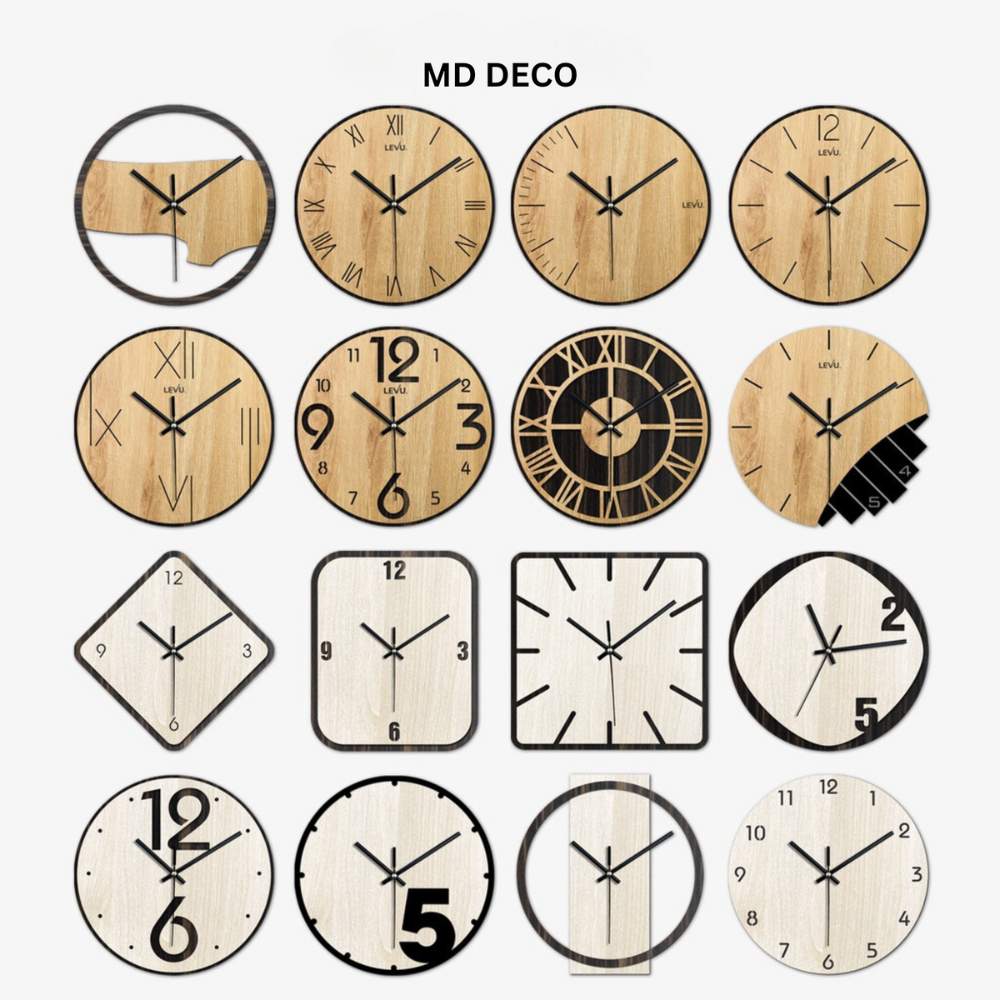 Đồng hồ gỗ treo tường quartz cao cấp tinh tế kim trôi