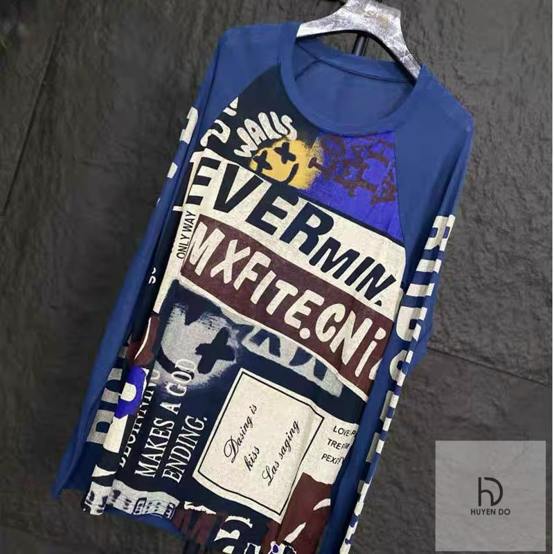 Áo thun chữ tay dài hoạ tiết