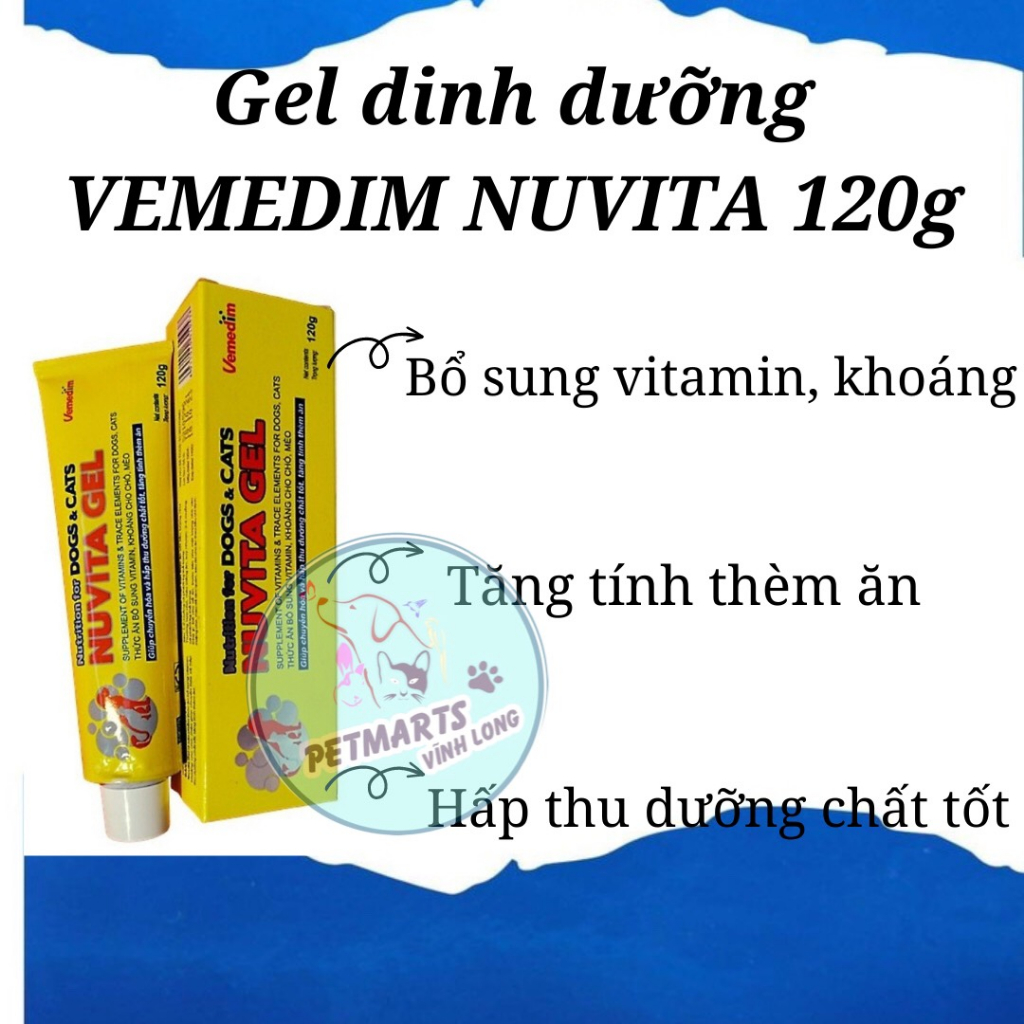 Gel Thức ăn bổ sung vitamin khoáng cho chó mèo - VMD Nuvita 120g
