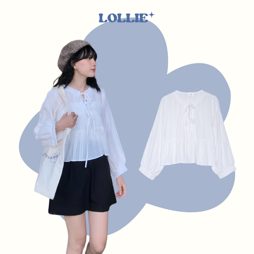 Áo babydoll LOLLIE STUDIO TKA293 kiểu peplum ngực 2 dây nơ dáng ngắn