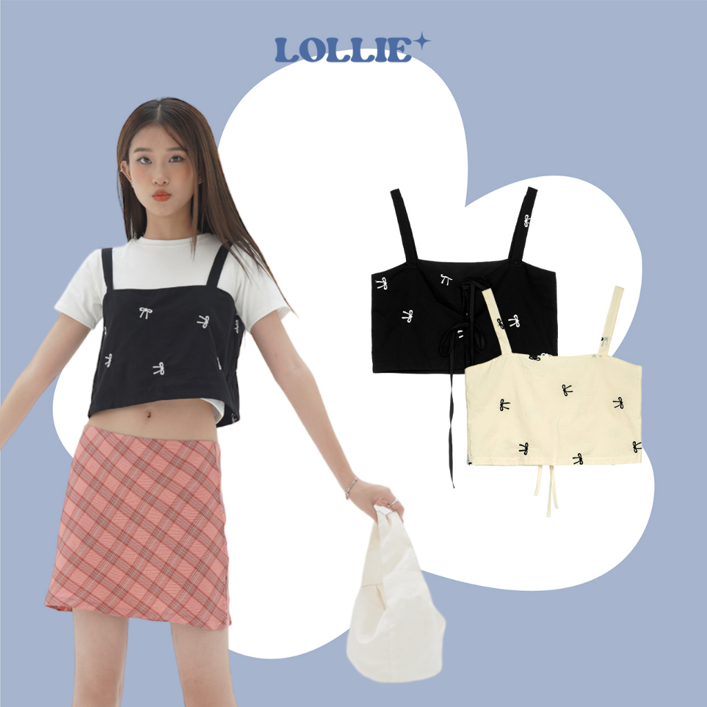 Áo hai dây nữ thêu nơ Ribbon Top TKA380 LOLLIE STUDIO