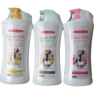  Sữa tắm dê cấp ẩm và dưỡng trắng da Carebeau Thái Lan 1000ml tặng kèm bông tắm và chai 270ml 