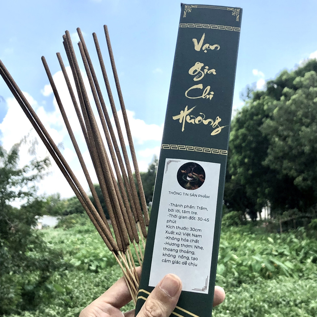 Combo Sáng Tâm 2 hộp nhang Trầm và Hương Bài sạch, tự nhiên, thủ công truyền thống 3 tấc  hộp 66 nén