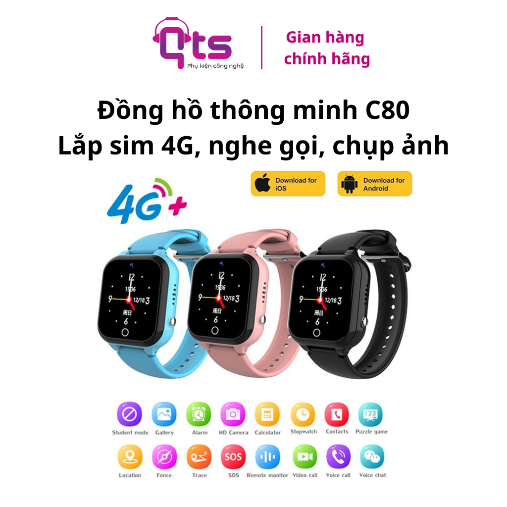 Đồng Hồ Thông Minh Cho Trẻ em, Học sinh, Sinh Viên, Chính Hãng QTS, Lắp Sim Gọi, Video Call Watch, Định vị GPS
