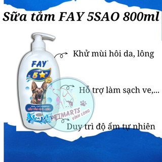 Sữa tắm tr ị ve rận, bọ chét, khử mùi, mượt lông (Fay 5 sao, 800ml)