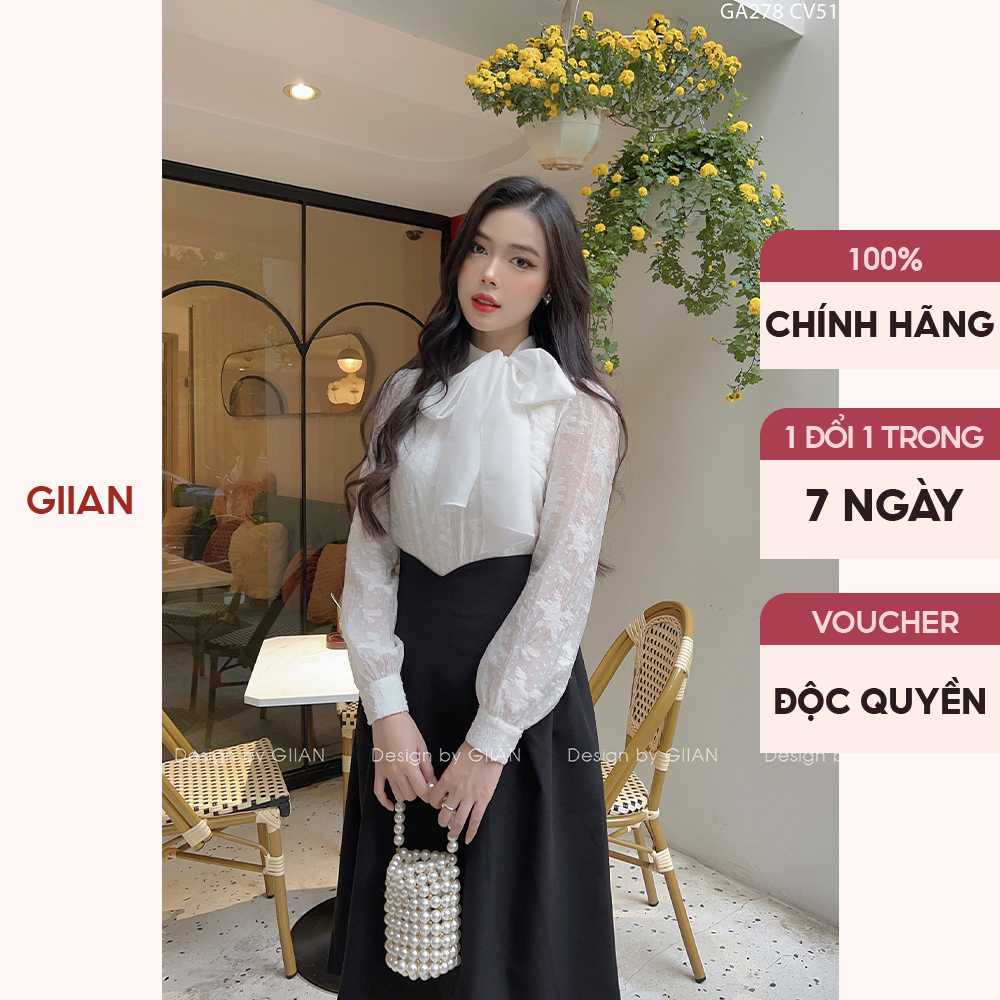 Áo sơ mi thắt nơ cổ lệch chính hãng Giian - GA278