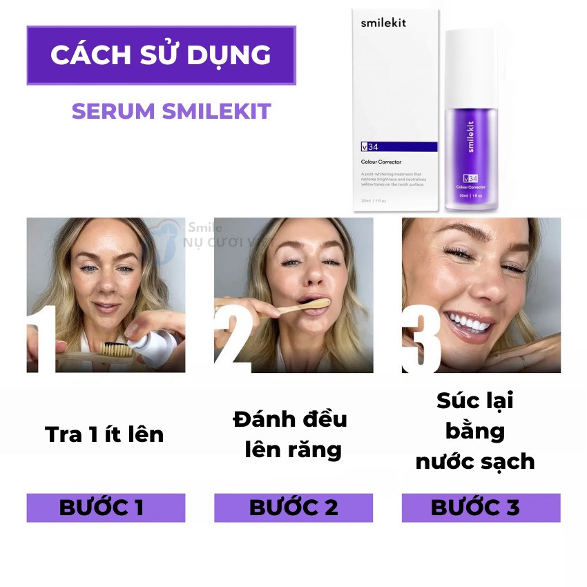 Tinh dầu trắng răng SMILEKIT V34, Tinh chất Serum V34 giúp trắng răng 1 cách tự nhiên, không gây ê buốt cho răng 30ml