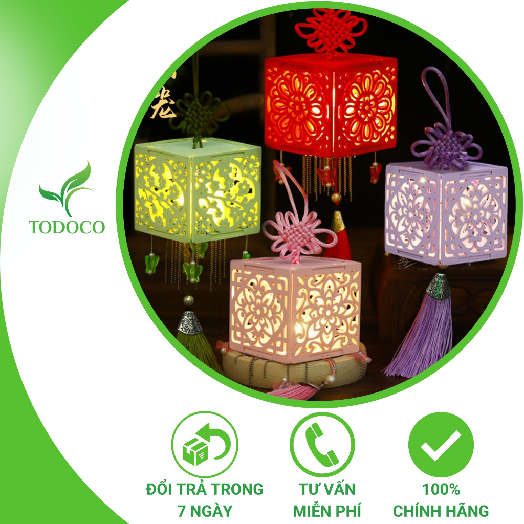 Đèn lồng trung thu bằng gỗ TODOCO, lồng đèn làm thủ công trang trí bắt mắt có đèn led quà tặng cho bé 2023
