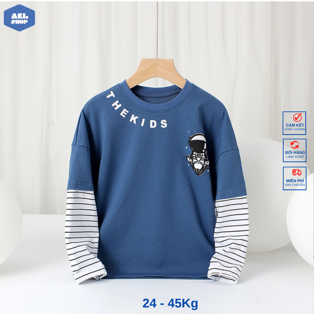 Áo thun dài tay bé trai 24-45kg AKL, áo thu đông cho bé trai size đại hàn Quốc 5 đến 14 tuổi hàng Quảng Châu cao cấp