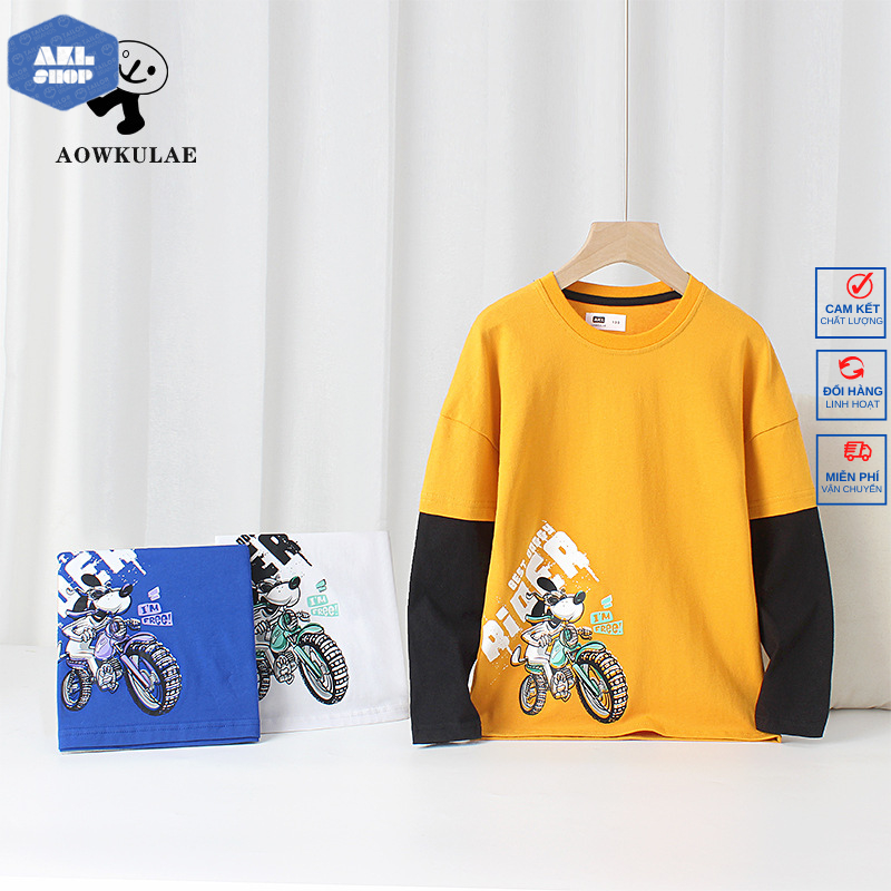 Áo thun dài tay bé trai 25-45kg AKL, áo thu đông cho bé trai size đại hàn Quốc 5 đến 14 tuổi hàng Quảng Châu cao cấp