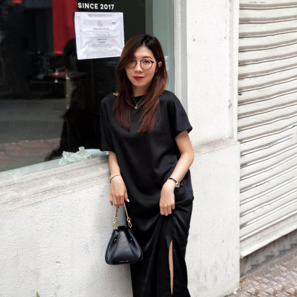 Đầm suông tay lỡ cổ tròn vải lụa cao cấp nhiều màu thời trang cho nữ