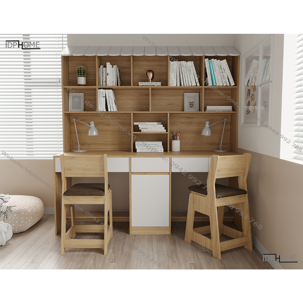 Mẫu bàn học đôi đẹp cho 2 bé BH6821