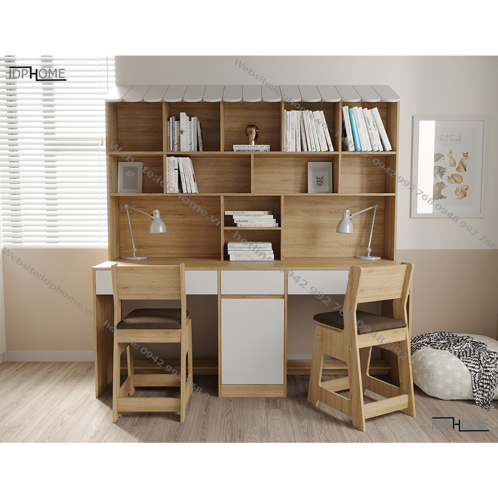Mẫu bàn học đôi đẹp cho 2 bé BH6821