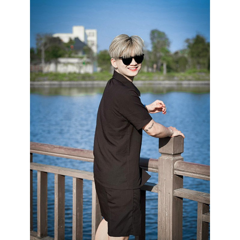 Bộ Đũi Cộc Cao Cấp, 2 Màu Đen - Trắng Chất Liệu Đũi Mát Mẻ Dành Cho Nam