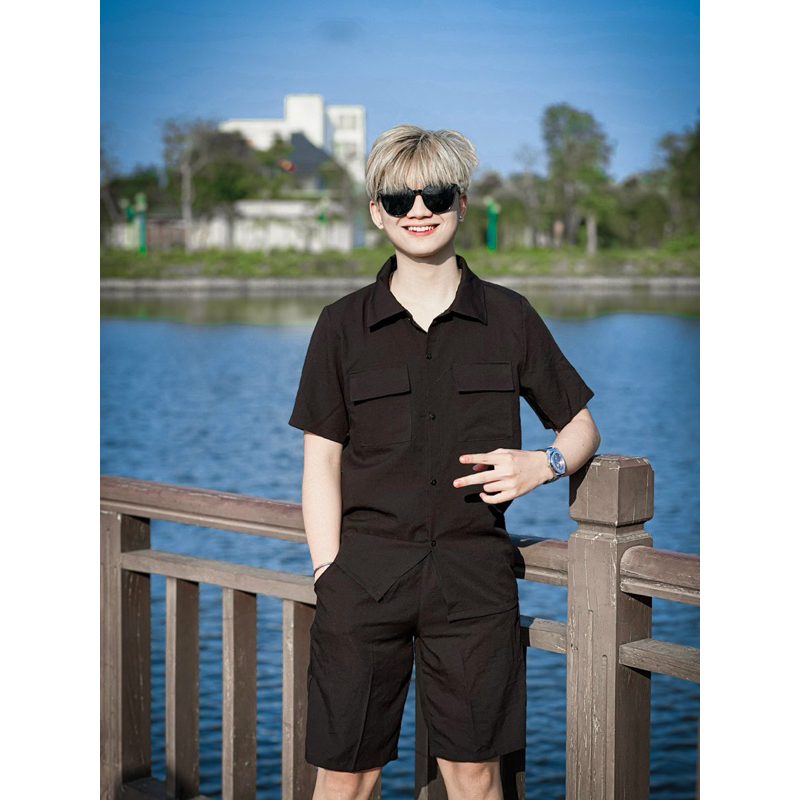 Bộ Đũi Cộc Cao Cấp, 2 Màu Đen - Trắng Chất Liệu Đũi Mát Mẻ Dành Cho Nam