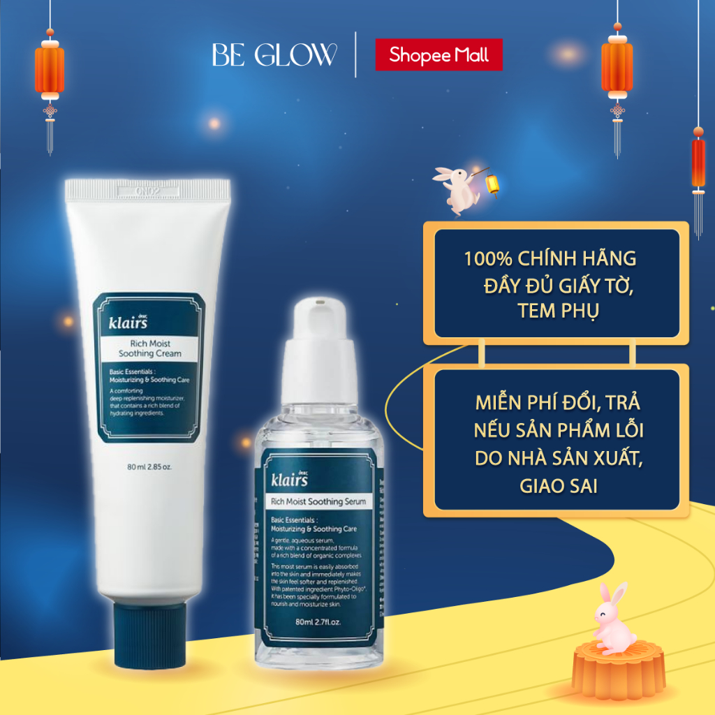 Kem dưỡng Klairs Rich Moist Soothing Cream/ Serum Dear Klairs Richmoist 80ml - Be Glow Beauty