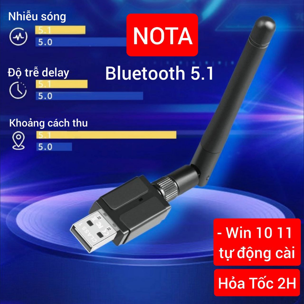 Usb Bluetooth 5.1 và Bluetooth 5.3 và WiFi 5G kết nối Chuột Loa Tai nghe Bàn phím, xài Máy bàn Laptop PC