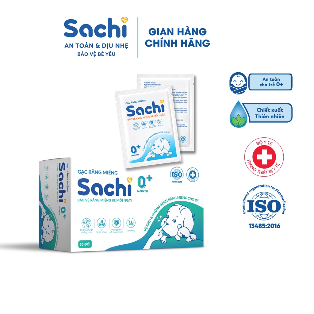 Gạc rơ lưỡi cho bé SACHI – Hộp 30 gói