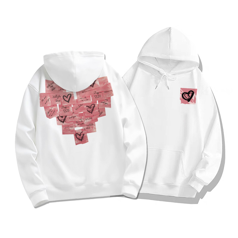 Áo nỉ cotton Đen có mũ nữ unisex thời trang local brand Salute Hoodie Hàn Quốc cho đẹp in Trái tim