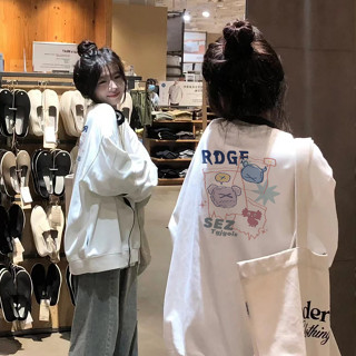 FOCUS local brand retro Trắng áo nỉ sweater nữ bigsize levents áo khoác