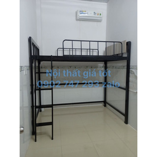 Giường sắt 1 tầng trên cao cứng cáp 1m2, 1m4, 1m6, 1m8 x 2m màu đen giá tốt-miễn ship ráp