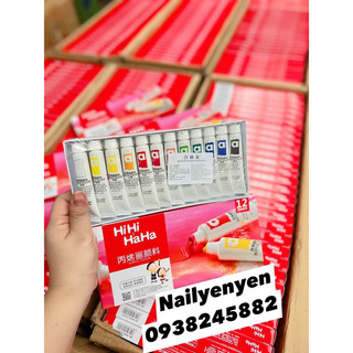 Set bột vẽ cọ bản hihihaha 12 màu