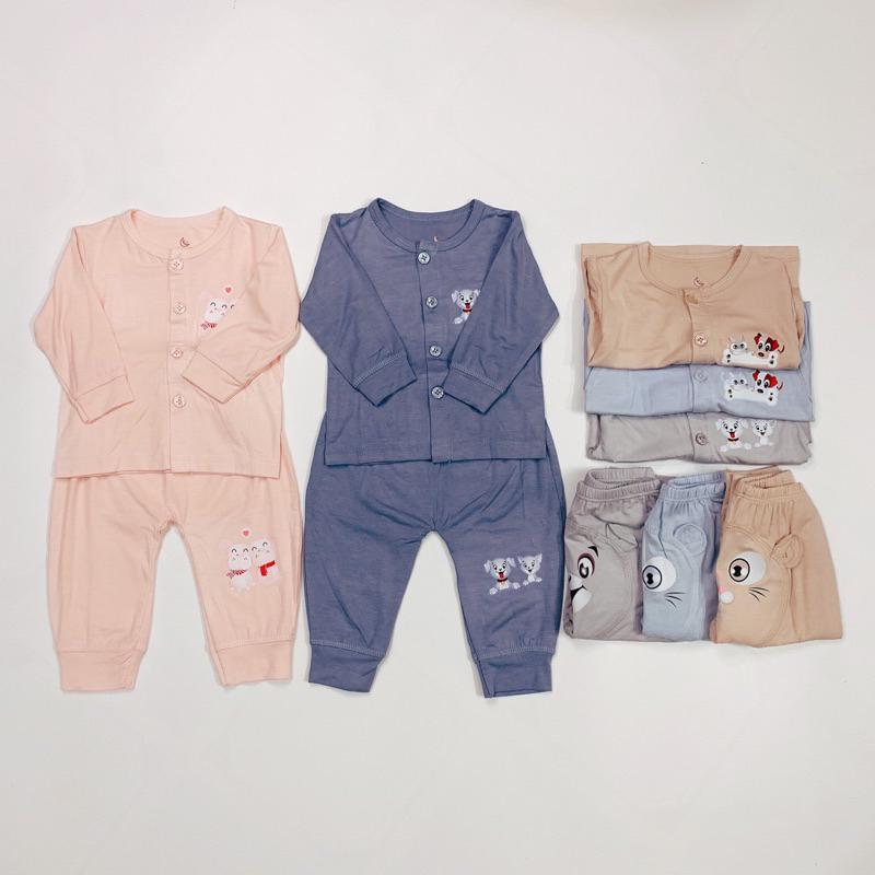A06 - BỘ SƠ SINH DÀI TAY, BỘ SƠ SINH SỢI TRE CAO CẤP CHO BÉ NOUBABY CÀI THẲNG