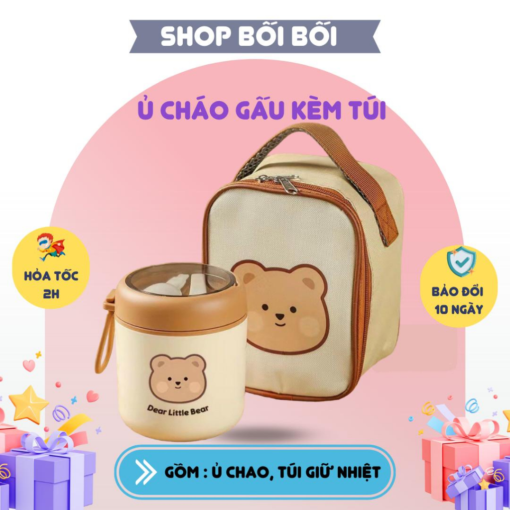 Ủ CHÁO CHO BÉ HÌNH GẤU DUNG TÍCH 530ML