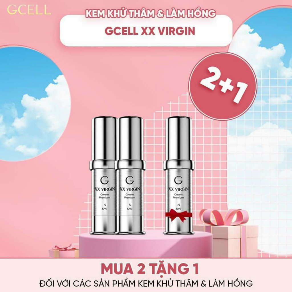 Xxvirgin Cream Premium N - Gcell Kem dưỡng hồng nhũ hoa - size 5ml, 15ml, 30ml