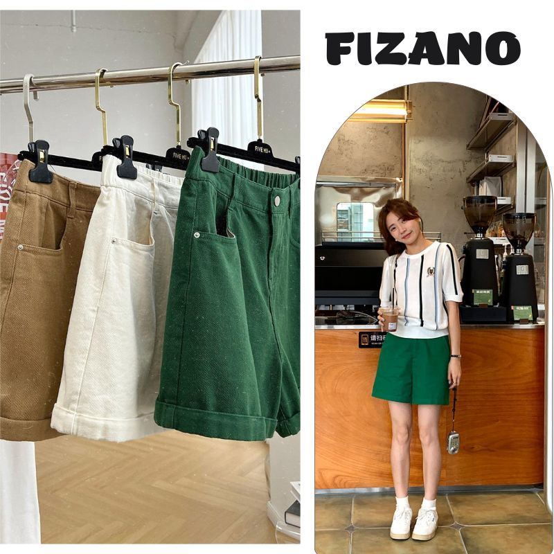 Quần short jean nữ quần đùi thiết kế gập gấu cá tính chất liệu mềm mại 3 màu dễ phối đồ Fizano