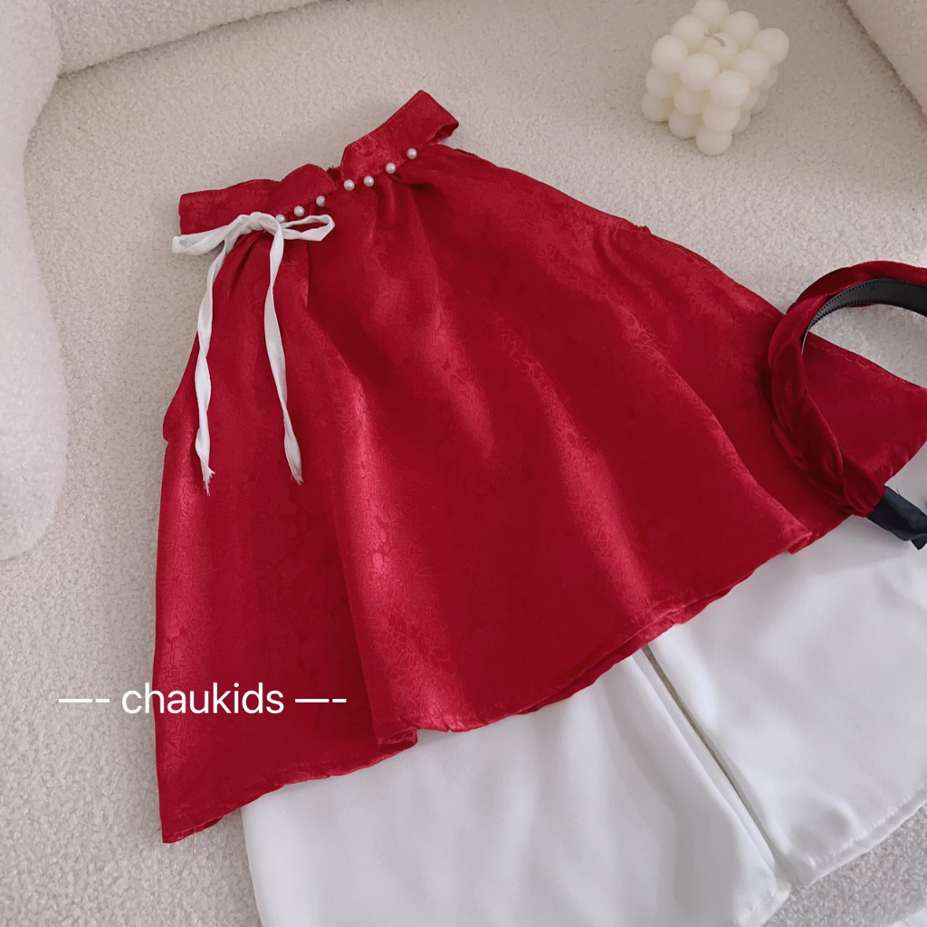 SET YẾM GẤM  KÈM BỜM QUẦN ỐNG RỘNG KÈM BỜM CHO BÉ 8-28