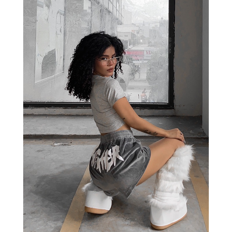 / NEW COLOR / Quần Nhung Đùi Ngắn Higher Velour Shorts - Grey