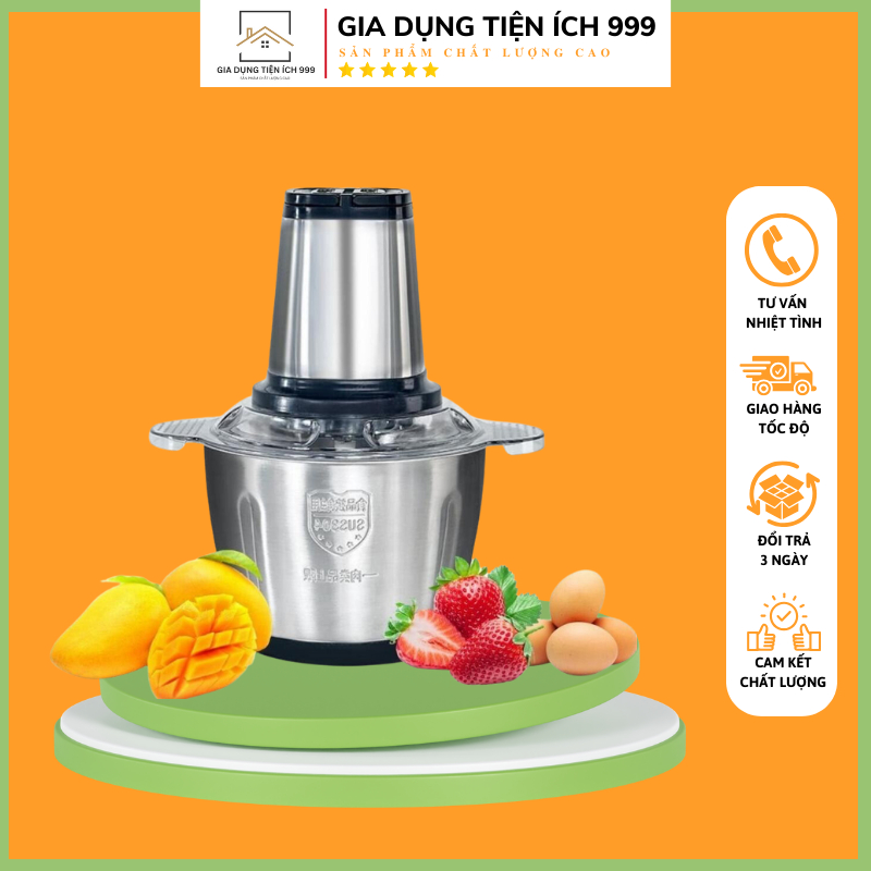 MÁY XAY THỊT ĐA NĂNG INOX 304 LƯỠI THÉP KHÔNG GỈ DUNG TÍCH 2 LÍT CHẤT LƯỢNG CAO