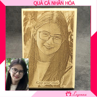 Tranh gỗ nguyên khối khắc laser theo yêu cầu làm quà sinh nhật, kỷ niệm, đám cưới TG01