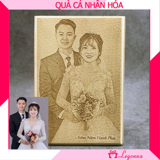 Quà Đám Cưới Tặng Bạn Thân Trai Gái Ý Nghĩa, Độc Đáo - Tranh Gỗ Nguyên Khối Để Bàn - Size S