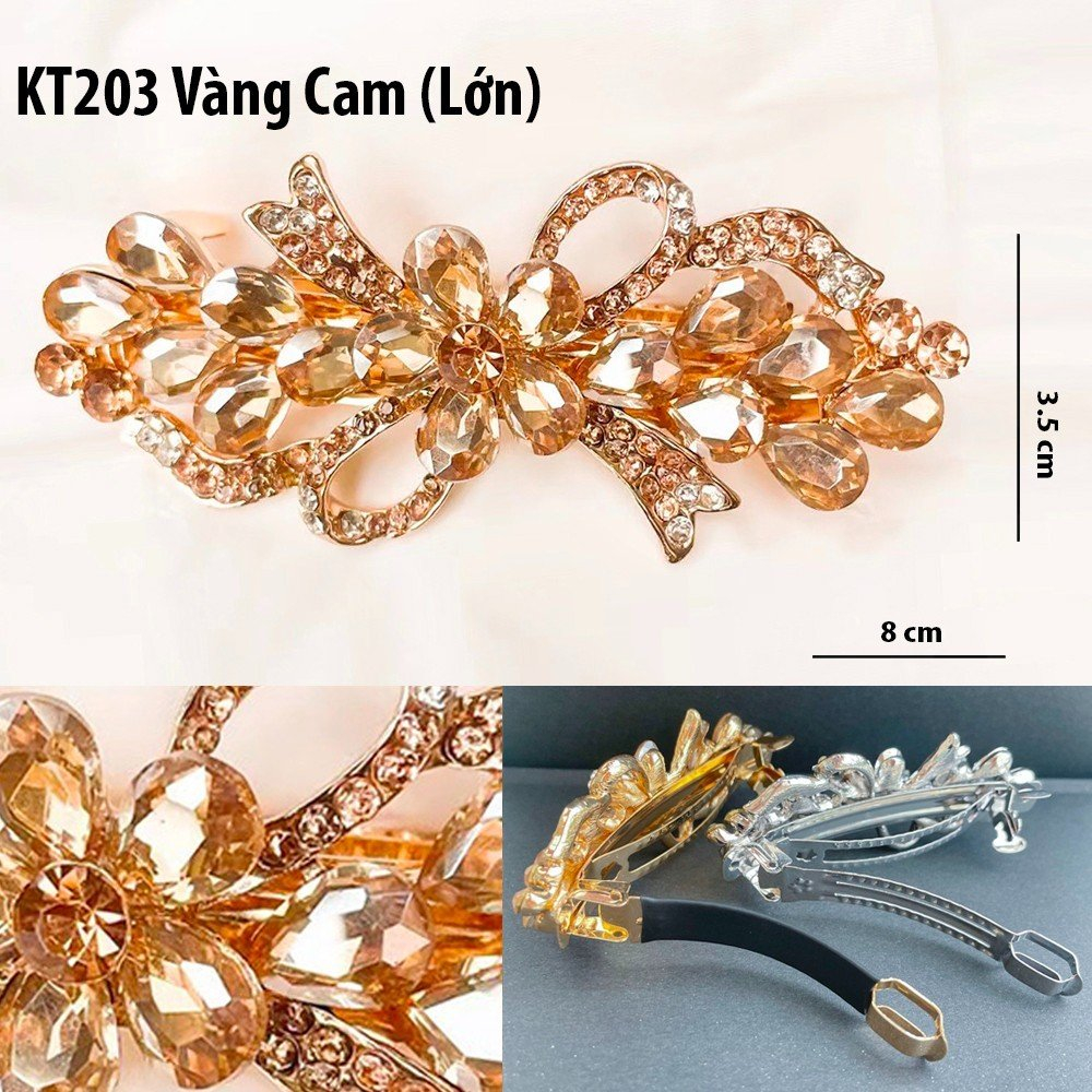 GOTI Phụ Kiện Quà Tặng Nữ 20-10 8-3 - Kẹp Tóc Hình Hoa Xoắn 3 Cánh Đính Đá Sang Trọng Tặng Mẹ, Bà, Người Lớn Tuổi KT207