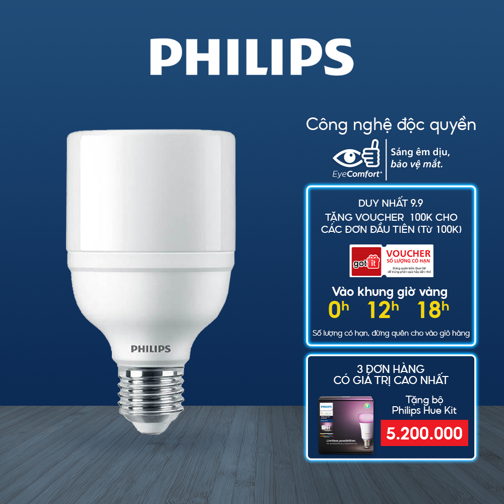 Bóng đèn Philips LED Bright E27ánh sáng vàng, ánh sáng trắng (01 bóng)