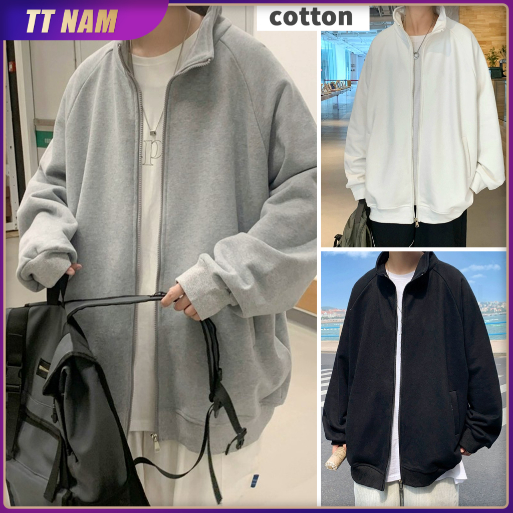 Áo khoác thể thao Nam Nữ Nhiều Màu khoá kéo form siêu rộng Unisex có 3 màu Trắng Đen Xám kèm ảnh thật